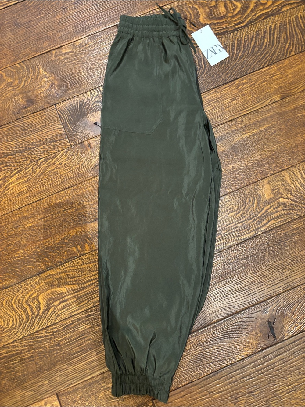 ZARA NWT Olive Green Drawstring Jogger Pants